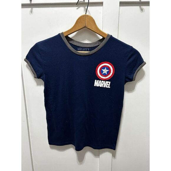 Marvel‎ Mighty Fine Captain America T-shirt Size M Blue Short Sleeve Avengers - Picture 1 of 7
